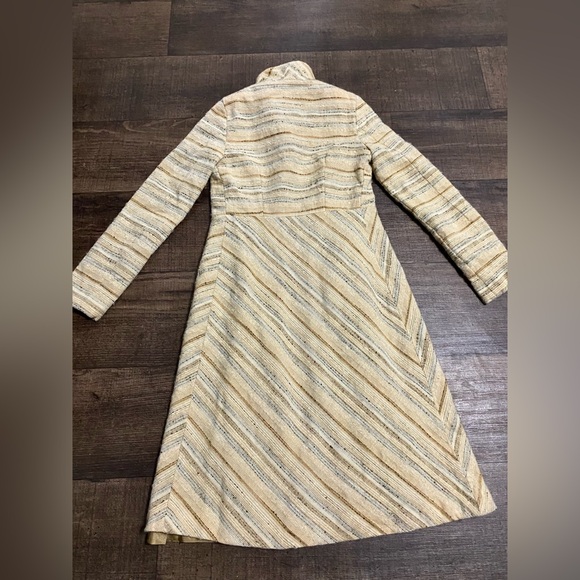 Vintage TALULA BABATON  Wool Beige Striped Coat Size XXS. - Picture 2 of 10